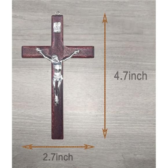 Catholic Crucifix Wall Cross 3 Pack, Small Wooden Cross with Jesus, 4.7 inches - Picture 6 of 6